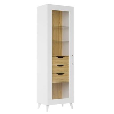 TU MESITA VITRINA MODERNA ROCHY 1 PUERTA 3 CAJONES COLOR DUNA