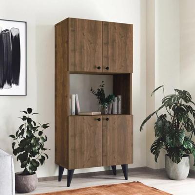 TU MESITA VITRINA ORGANIZADOR LAMAS 4 PUERTAS COLOR MARRON