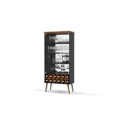 TU MESITA VITRINA VINERA MERSY CON ESPEJO 2 PUERTAS MARRON