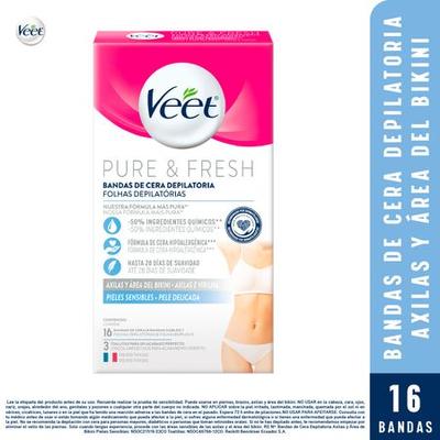 VEET BANDA DEPILATORIA AXILAS Y BIKINI PURE PIEL SENSIBLE CAJA 16UN