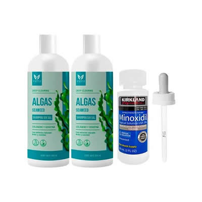 VENA SHAMPOO ALGAS 500G 2UDS + MINOXIDIL LIQUIDO 60ML + GOTERO ORIGINAL