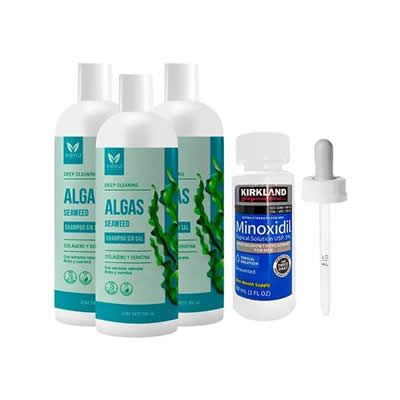 VENA SHAMPOO ALGAS 500G 3UDS + MINOXIDIL LIQUIDO 60ML + GOTERO ORIGINAL