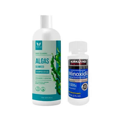 VENA SHAMPOO ALGAS SIN SAL 500G + MINOXIDIL LIQUIDO 60ML KIRKLAND