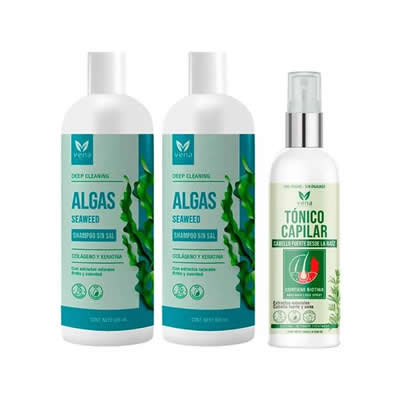 VENA SHAMPOO ALGAS SIN SAL 500ML 2 UNIDADES + TONICO CAPILAR 120ML