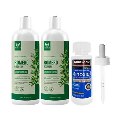 VENA SHAMPOO ROMERO 500ML 2UDS + MINOXIDIL LIQUIDO 60ML + GOTERO ORIGINAL