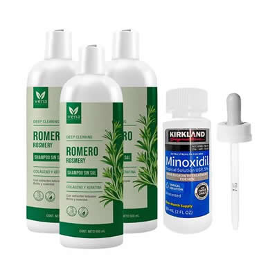 VENA SHAMPOO ROMERO 500ML 3UDS + MINOXIDIL LIQUIDO 60ML + GOTERO ORIGINAL
