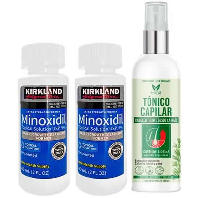 VENA TRATAMIENTO CAPILAR 2 UNIDADES MINOXIDIL LIQUIDO %5 KIRKLAND 60ML + TONICO 120ML