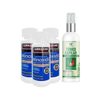 VENA TRATAMIENTO CAPILAR 3 UNIDADES MINOXIDIL LIQUIDO %5 KIRKLAND 60ML + TONICO 120ML