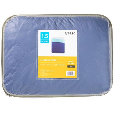 VIVA HOME CUBRECAMA BICOLOR AZUL 1.5 PLAZAS