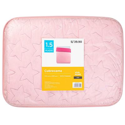 VIVA HOME CUBRECAMA BICOLOR ROSA 1.5 PLAZAS