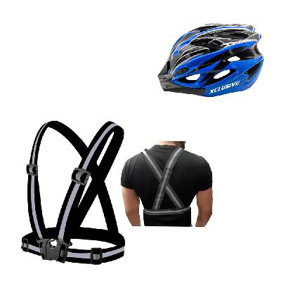 XCLUSIVE - KIT DE PROTECCION CASCO MTB AZUL L + CHALECO REFLECTIVO