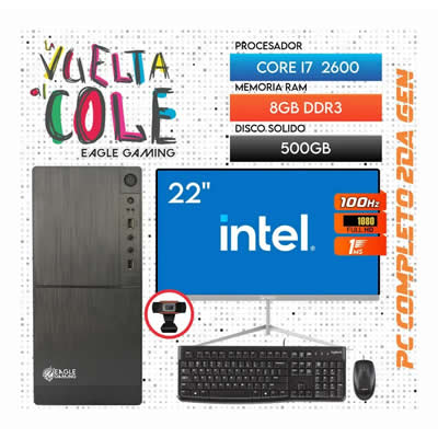 COMPUTADORA INTEL CORE I7 2DA GEN 8GB RAM 500GB SSD MONITOR 22" FHD (INTEL-I7-2G-8-500-22)