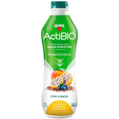 GLORIA YOGURT ACTIBIO CON LINAZA SABOR A PITAHAYA MANGO Y ARANDANOS 950G