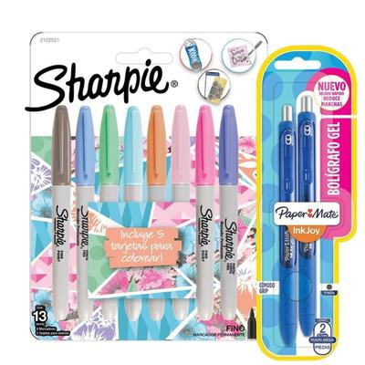 PACK MARCADOR SHARPIE X8 PASTEL + 2 INKJOY GEL PACK