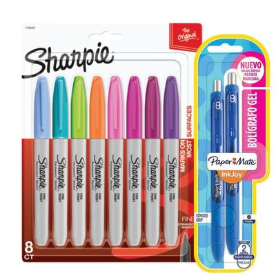 PACK MARCADOR SHARPIE X 8 FASHION + 2 INKJOY GEL PACK DE 10
