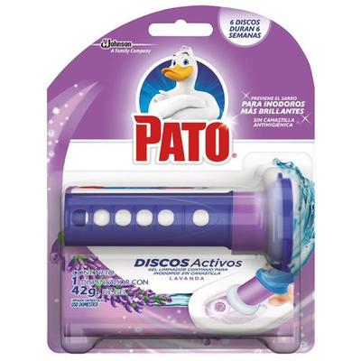 PATO DESINFECTANTE DE BAÑO DISCOS ACTIVOS LAVANDA APLICADOR Y REPUESTO 42G