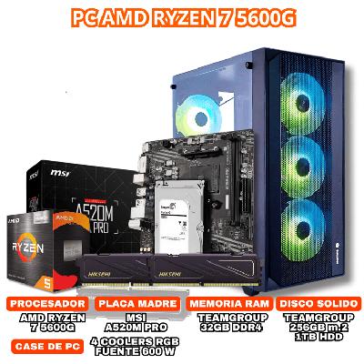 PC GAMER RYZEN 7 5700G B550M 32GB RAM 1TB SSD MONITOR 23.8" KIT 2 EN 1