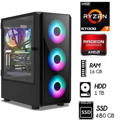 PC GAMER SIGMA RYZEN 7 5700G 16GB RAM 480GB SSD + 1TB HDD MONITOR 27" FHD - SIGMA-5700G