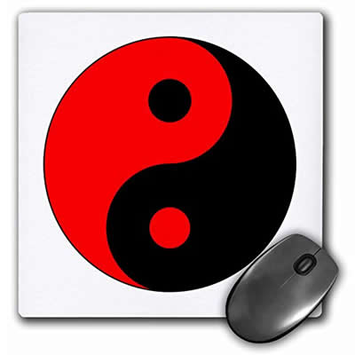 3DROSE MOUSE PAD BLACK N RED YING YANG–ALFOMBRILLA 8POR 8INCHES