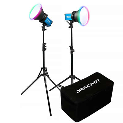 ACCESORIO FOTOGRAFIA DRACAST X SERIES M80RGB RGB LED MONOLIGHT V-MOUNT 2-LIGHT KIT WITH NYLON CASE