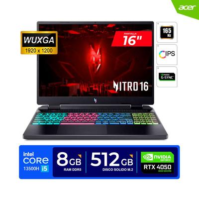 ACER LAPTOP NITRO 16 16"WUXGA 165HZ CORE I5 13500H 4.7GHZ 8GB DDR5 512GB SSD RTX 4050 6GB FREEDOS