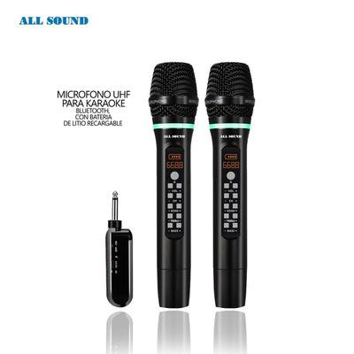 ALL SOUND MICROFONO INALAMBRICO DOBLE UHF MB-L6B PARA KARAOKE CON BLUETTOTH