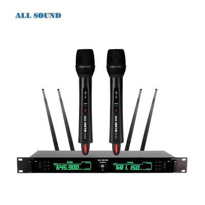 ALL SOUND MICROFONO PROFESIONAL UHF DUAL MT-LN10 CON RACK PARA TORRE DE SONIDO 200M