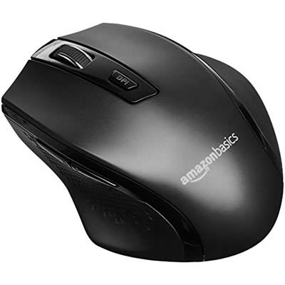 AMAZON BASICS MOUSE ERGONOMICO INALAMBRICO PARA PC DE DPI AJUSTABLE NEGRO