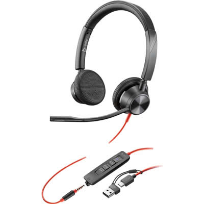 AURICULARES ESTEREO USB-C POLY BLACKWIRE 3325 CON MICROFONO OMNIDIRECCIONAL Y CERTIFICACION MICROSOFT