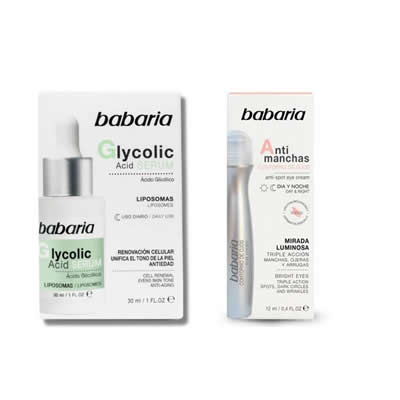 BABARIA SET SERUM FACIAL GLICOLIC ACID + CONTORNO OJOS ANTI MANCHAS