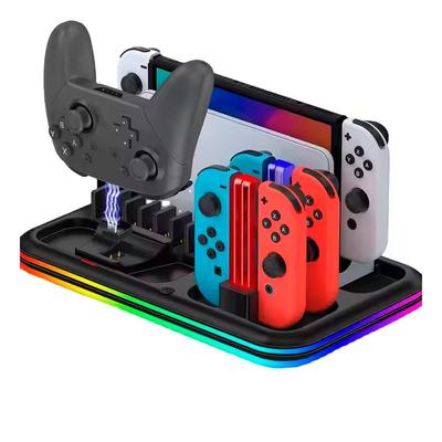 BASE 4 EN 1 PARA NINTENDO SWITCH OLED RGB CON CARGADOR DE JOYCONS MANDO PORTAJUEGOS