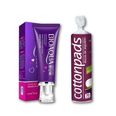 BIOAQUA CREMA DESPIGMENTANTE + EXFOLIANTE DE ARROZ + DISCOS DE ALGODON DESMAQUILLANTE 70 UND