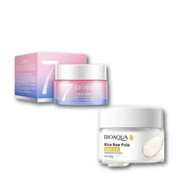 BIOAQUA PACK CREMA BLANQUEADORA V7 Y CREMA ACLARANTE DE ARROZ