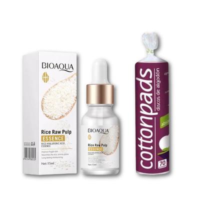 BIOAQUA SERUM DE ARROZ + JABON DE ARROZ + DISCOS DE ALGODON DESMAQUILLANTE 70 UND