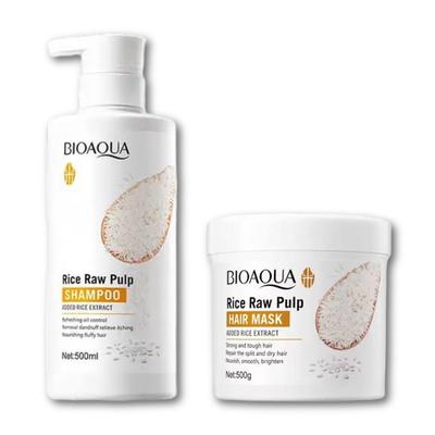 BIOAQUA SHAMPOO DE ARROZ + MASCARILLA HIDRATANTE PARA EL CABELLO DE GINGER