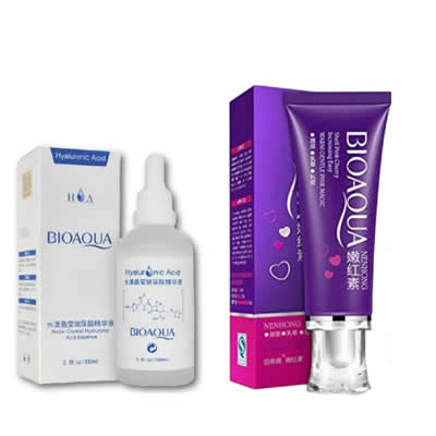 BIO AQUA SET TRATAMIENTO SERUM ACIDO HIALURONICO 100 ML + CREMA BLANQUEADORA CORPORAL