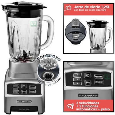 BLACK & DECKER LICUADORA BL18400MS 3 VEL PULVERIX DIGITAL 1.5L BL1840MS