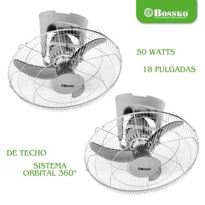 BOSSKO PACK 02 VENTILADORES DE TECHO 18" 50 WATTS ORBITAL SILENCIOSO BK 8456VT