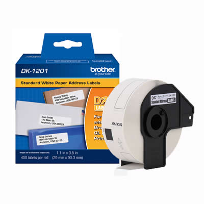 BROTHER CINTA DK-1201 BLANCO 29 MM X 90 400 ETIQUETAS