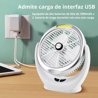 CAFINI VENTILADOR DE ESCRITORIO CON LUZ LED RECARGABLE USB CNF9256