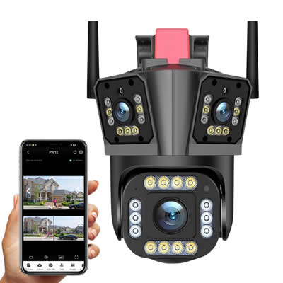 CAMARA LANTUN WIFI SEGURIDAD 3 LENTES IP66 SIRENA VISIN NOCTURNA 839F-2