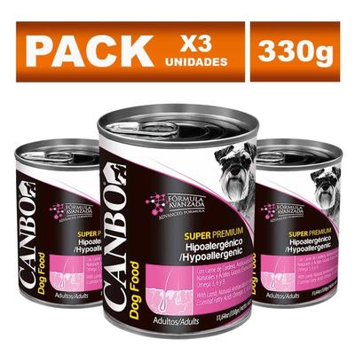 CANBO - PACK PATE PARA PERROS ADULTOS CANBO SUPER PREMIUM HIPOALERGENICO 3 UNIDADES