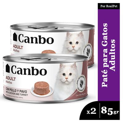 CANBO - PACK X2 PATE PARA GATO ADULTO CANBO POLLO Y PAVO 85 GR