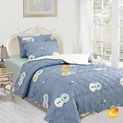 CASATEX EDREDON 1.5 PLAZAS CELESTE TELA HIPOALERGENICO CON CARNERO + SET SABANAS
