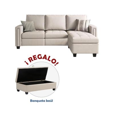 CASAVELI DECORS SECCIONAL KIL + BANQUETA BAUL DE REGALO HUESO