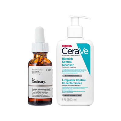 CERAVE SERUM CAFFEINE SOLUTION 5% + EGCG + GEL LIMPIADOR CONTROL 236ML