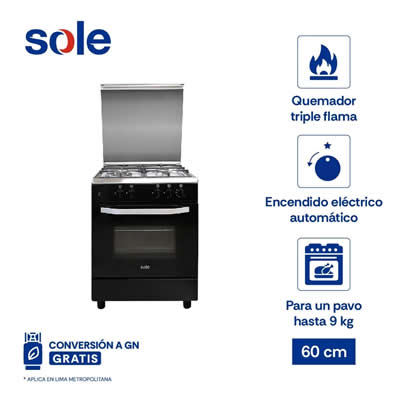 COCINA A GAS DE PIE GLP SOLE 4 HORNILLAS COSOL038