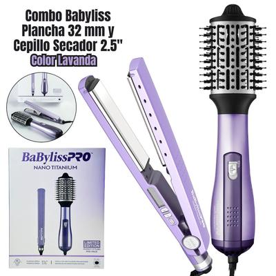 COMBO DE PLANCHA BABYLISS PRO IONICA 1 1/4'+ CEPILLO HOT AIR STYLING - LAVANDA - BNTLVPP44PE