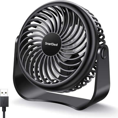 COMPRA FACIL SMARTDEVIL VENTILADOR DE ESCRITORIO USB 3 VELOCIDADES AJUSTE 360° PARA MESA PERSONAL EL HOGAR OFICINA COCHE (NEGRO)