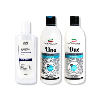 DERMO SUMAK SHAMPOO ANTICAIDA 250ML+ SHAMPOO UNO 500GR + ACONDICIONADOR DUE 500GR